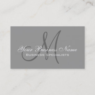 Carte de visite de logo gris simple monogramme