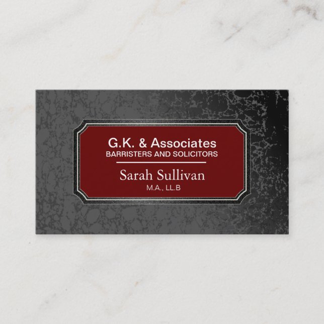 Carte de visite de loi - mandataire élégante noire (Devant)