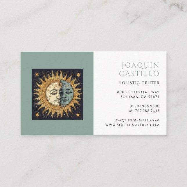Carte de visite de lune solaire céleste holistique (Devant)