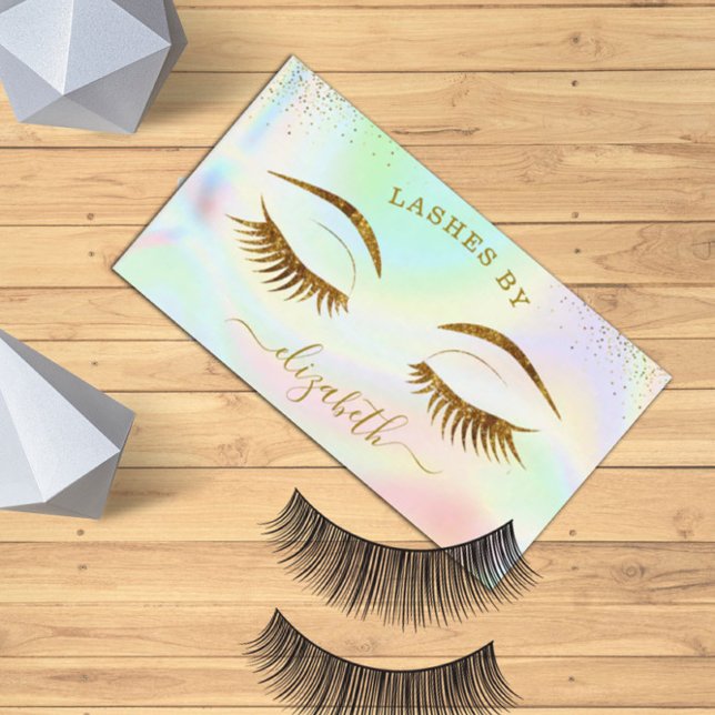 Carte de visite de luxe Holographic Gold Eyelashes (Créateur téléchargé)