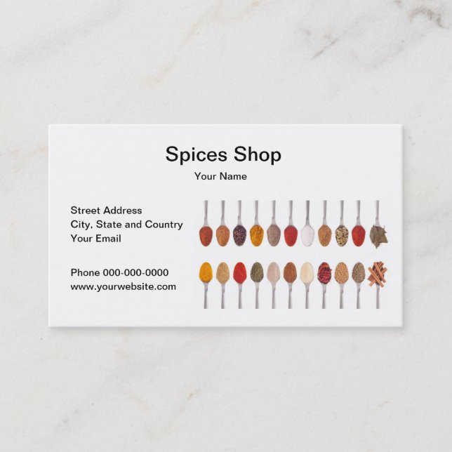 Carte de visite de magasin d'épices (Devant)