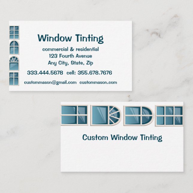 Carte de visite de maintenance Windows Tinting per (Devant / Derrière)