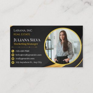 carte de visite de manager moderne noir et jaune