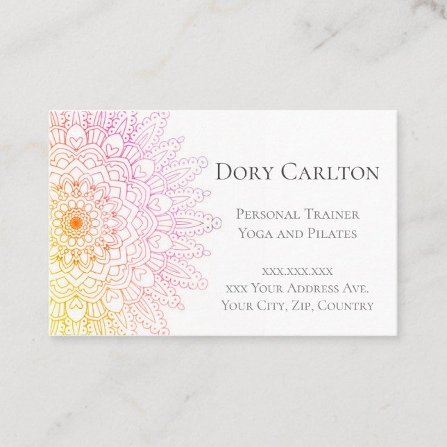 Carte de visite de Mandala Arc-en-ciel (Devant)