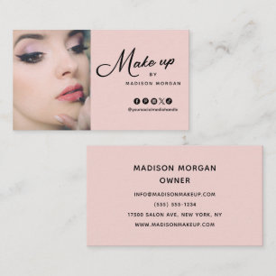 Carte de visite de maquillage écriture rose blush