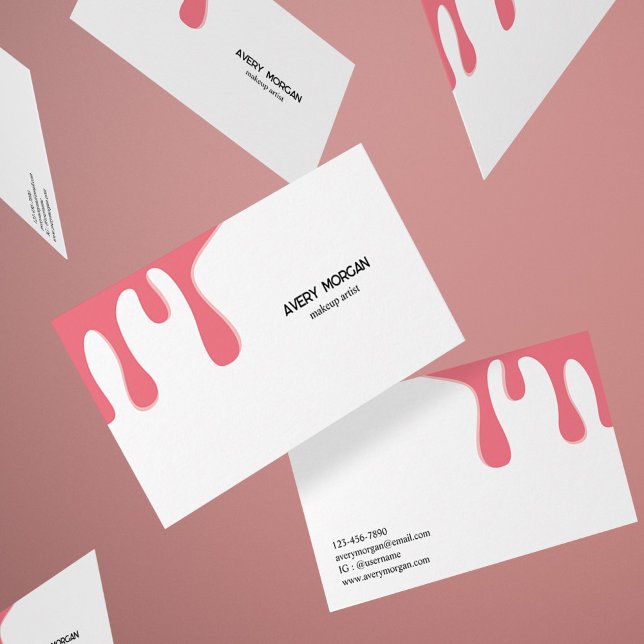Carte de visite de maquillage moderne Hot Pink Dri (Créateur téléchargé)