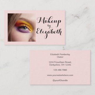 Carte de visite de maquillage photo de script rose