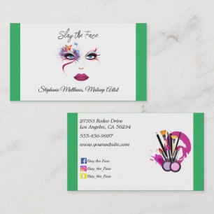Carte de visite de maquillage vert Pastel