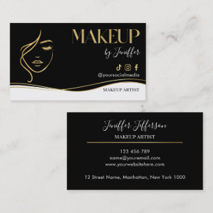 Carte de visite de maquilleur Luxe Noir & Or