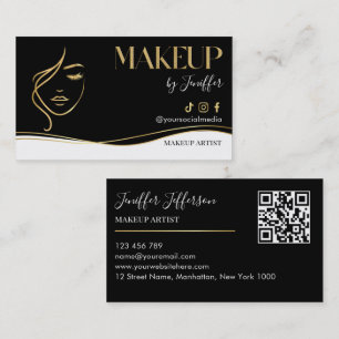 Carte de visite de maquilleur Luxe Noir & Or