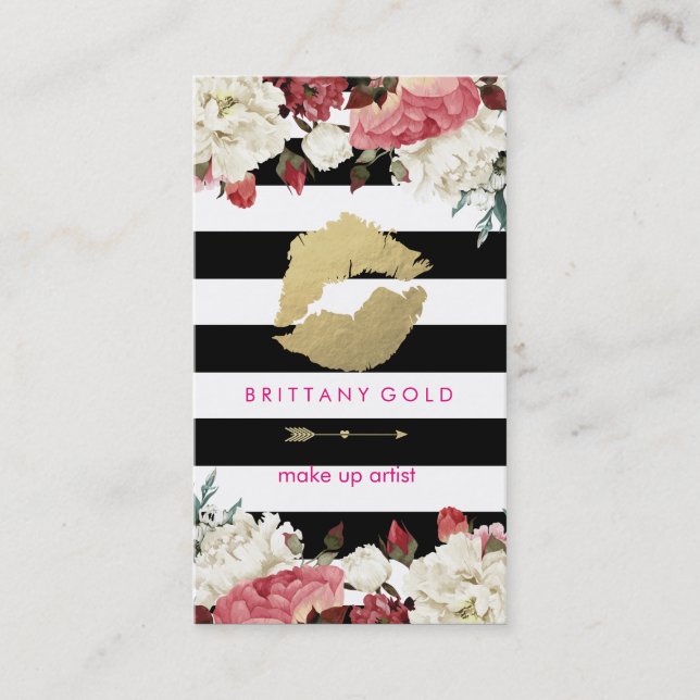 Carte de visite de maquilleur - or chic et noir (Devant)