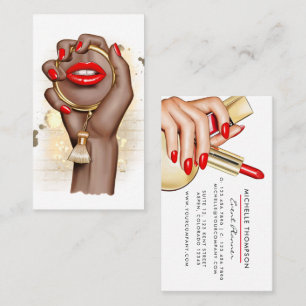 Carte de visite de maquilleuse chic rouge et or Gl