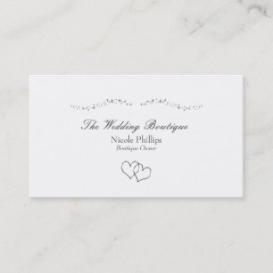 Carte de visite de mariage Silver Hearts & Sparkle