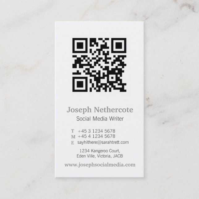 Carte de visite de médias d'image de code de qr de (Devant)