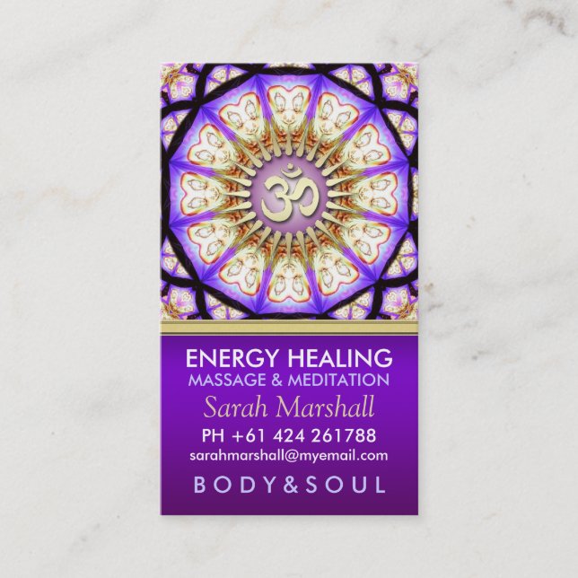 Carte de visite de méditation Buddha OM Yoga (Devant)