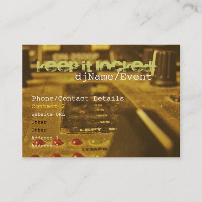 Carte de visite de mélange de tambour et de basse (Devant)