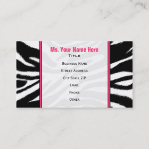 Carte de visite de mode Zebra Print / Pink Fashion