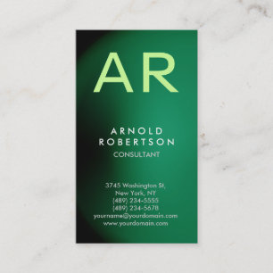 Carte de visite de Monogram Green Trendy