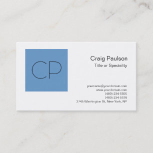 Carte de visite de Monogramme blanc gris tendance