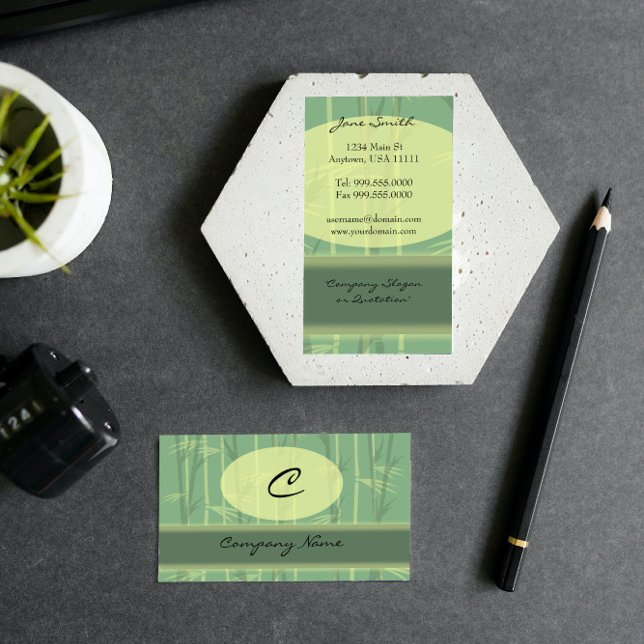 Carte de visite de monogramme chic asiatique (Asian Chic Monogram Business Card)