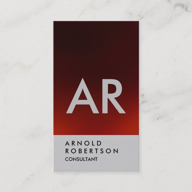 Carte de visite de monogramme gris foncé clair (Devant)