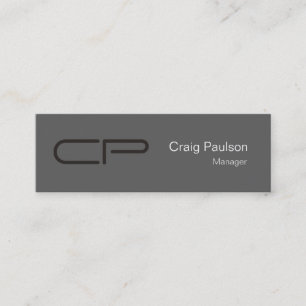 Carte de visite de monogramme gris mince