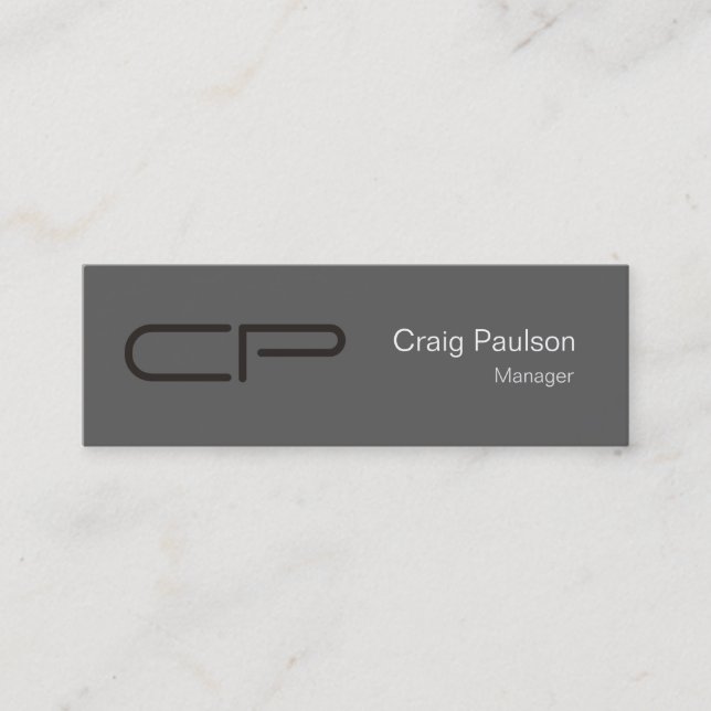 Carte de visite de monogramme gris mince (Devant)