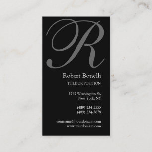 Carte de visite de monogramme gris noir