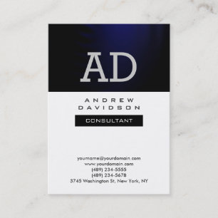 Carte de visite de Monogramme noir blanc tendance