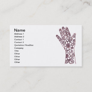 Carte de visite de motif de main de henné