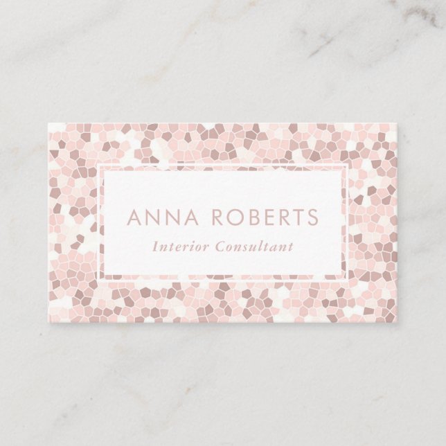 Carte de visite de motif en mosaïque rose Dusty (Devant)