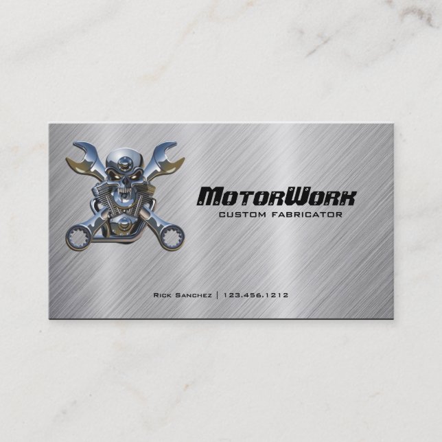 Carte de visite de moto d'acier inoxydable de Faux (Devant)