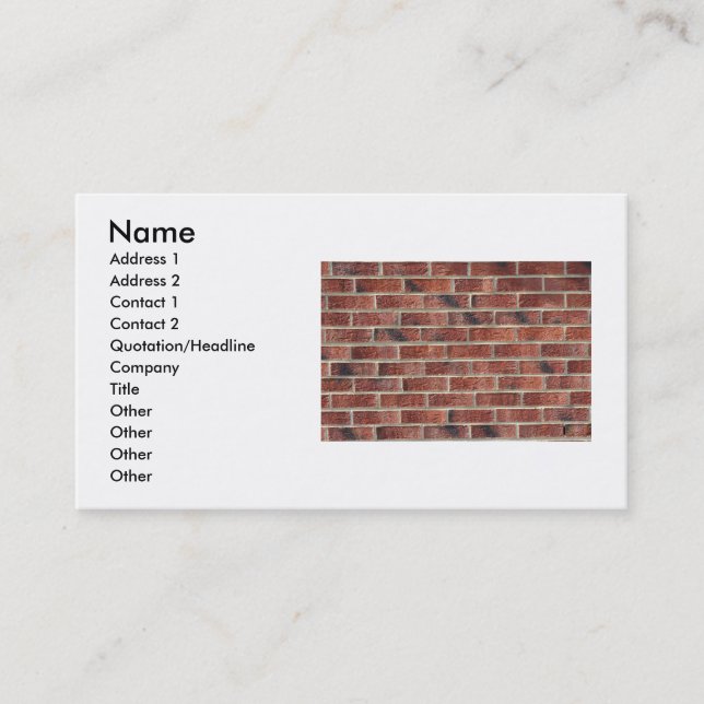 Carte de visite de mur de briques (Devant)