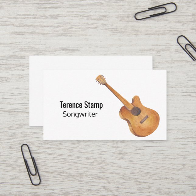 Carte de visite de musicien de guitare aquarelle (Devant/Arrière en situation)