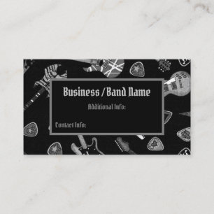 Carte de visite de musicien de guitare Black & Whi