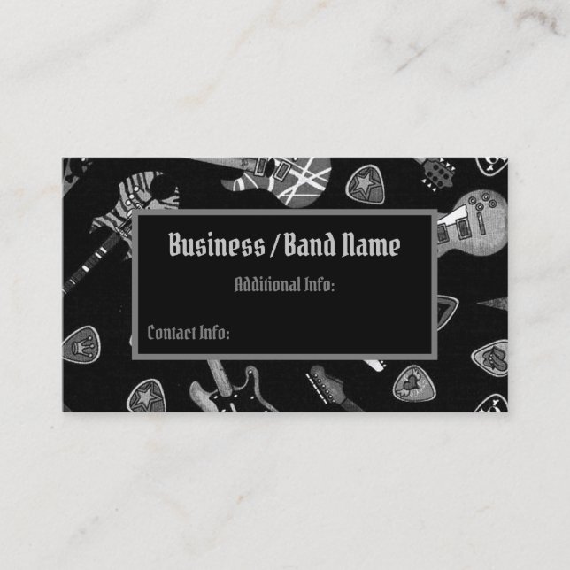 Carte de visite de musicien de guitare Black & Whi (Devant)