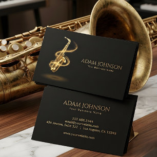 Carte de visite de musicien de luxe Saxophone Or  