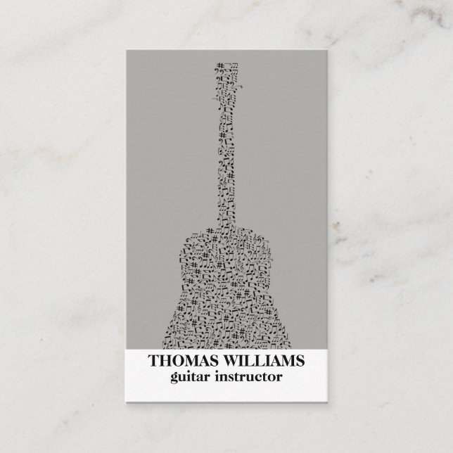 Carte de visite de musique de guitare noire (Devant)