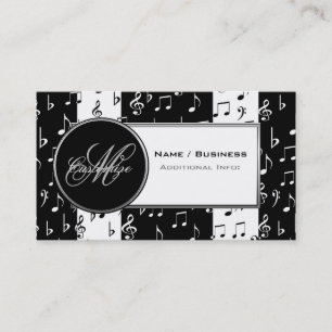 Carte de visite de musique noir et blanc Monogram