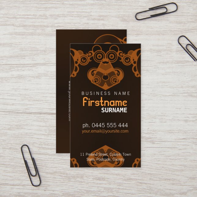 Carte de visite de musique Retro Electro (Devant/Arrière en situation)