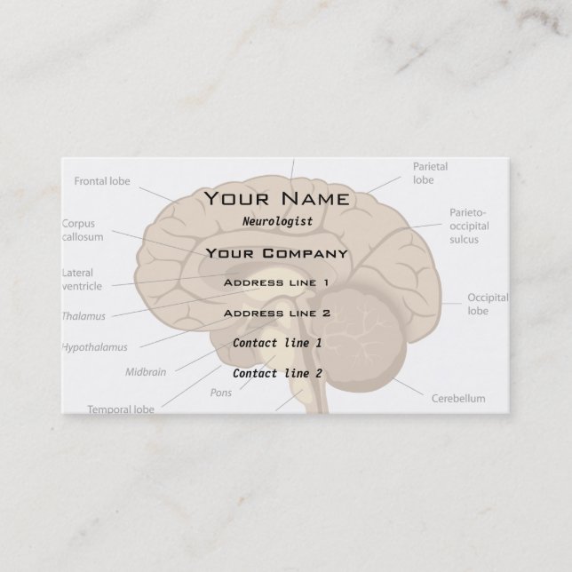 Carte de visite de neurologue d'anatomie de (Devant)