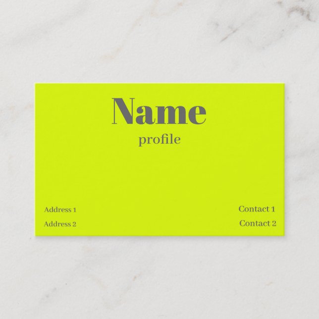 carte de visite de nom jaune fluorescent (Devant)