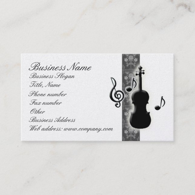 Carte de visite de notes de musique violon (Devant)