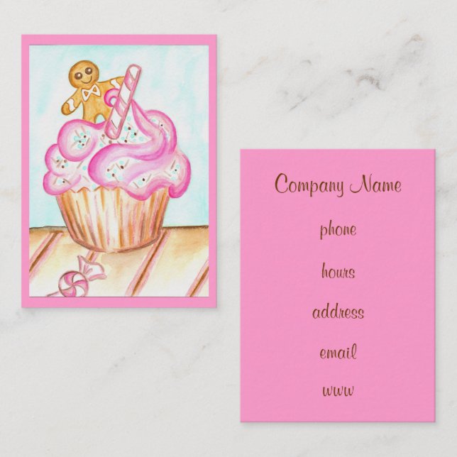 Carte de visite de pain d'épices Cupcake (Devant / Derrière)