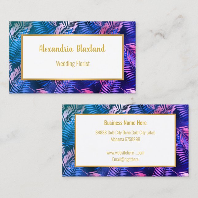 CARTE DE VISITE DE PALMIERS TROPICAUX MIAMI (Devant / Derrière)