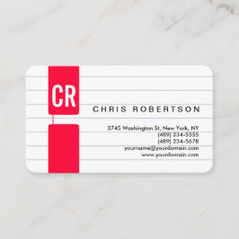 Carte de visite de papier à angle arrondi Monogram