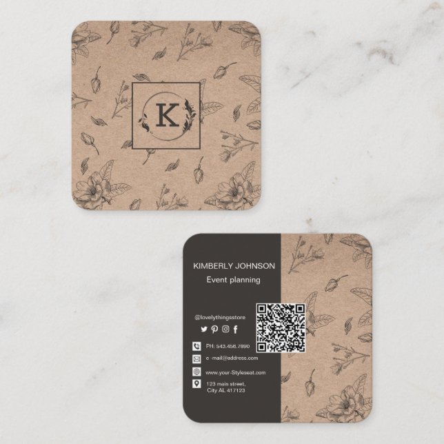 Carte de visite de papier d'artisanat botanique mo (Devant / Derrière)