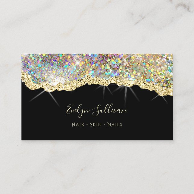 Carte de visite de parties scintillant holographiq (Devant)