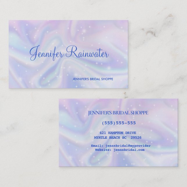 Carte de visite de Parties scintillant Holographiq (Devant / Derrière)