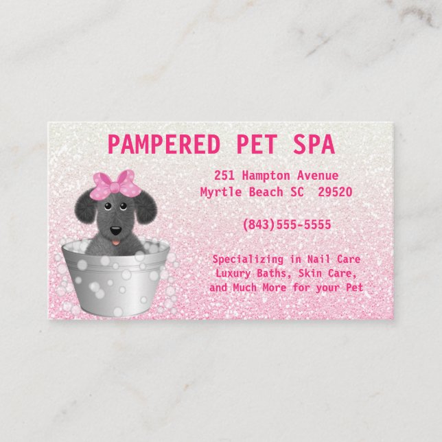 Carte de visite de Parties scintillant rose Pet Gr (Devant)
